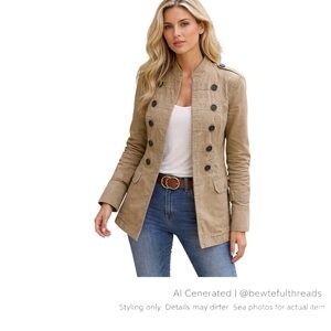 Tan Safari Military Utility Jacket XL Structured Cotton Canvas